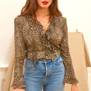 Rouje leopard christy blouse size 40 never worn